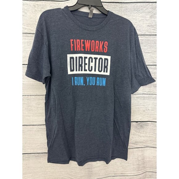 Fireworks Director T-Shirt "I Run You Run" Graphic Tee Size L - Picture 1 of 2